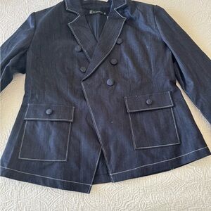 New York & Company Navy Blazer with White Stitching